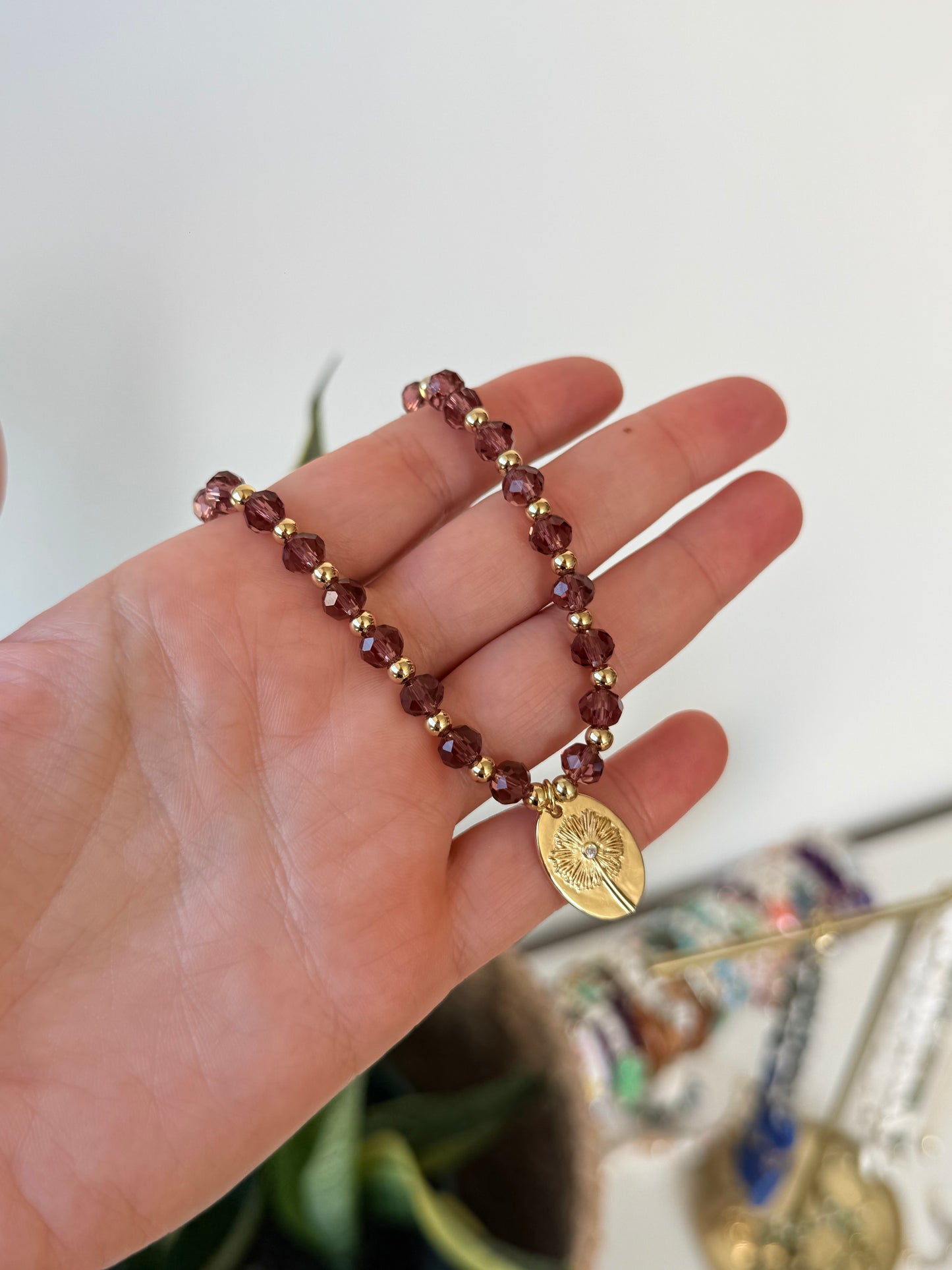 Edición collar Cristales y dije baño oro 18k (copia)