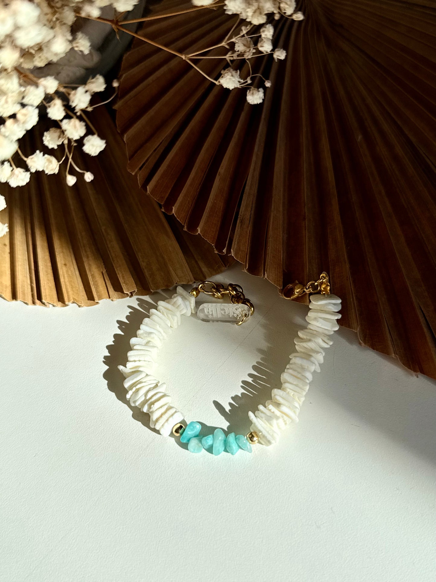 Pulsera piedra natural turquesa 🐚