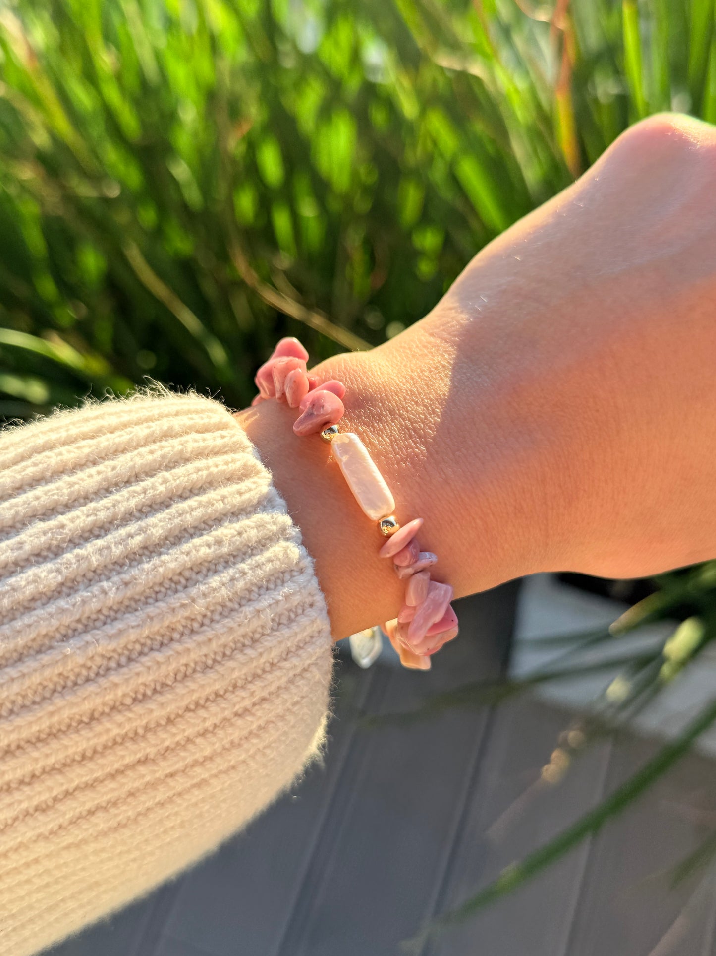 Pulsera escallas rodonita rosa - Amor y Equilibrio 🩷