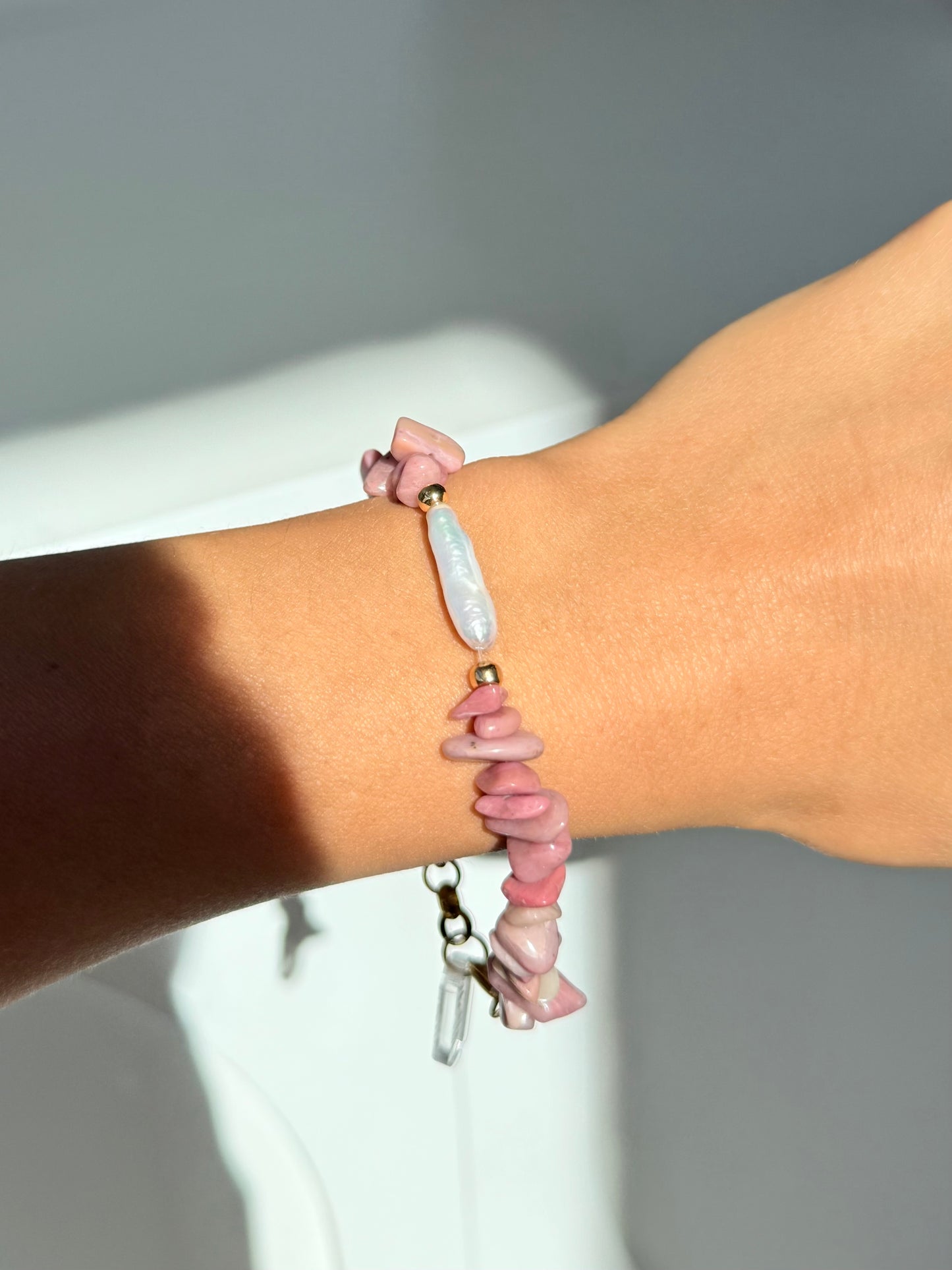 Pulsera escallas rodonita rosa - Amor y Equilibrio 🩷