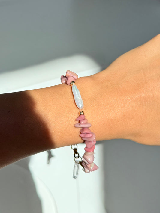 Pulsera escallas rodonita rosa - Amor y Equilibrio 🩷