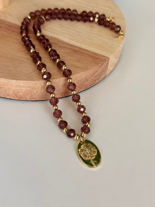 Edición collar Cristales y dije baño oro 18k (copia)