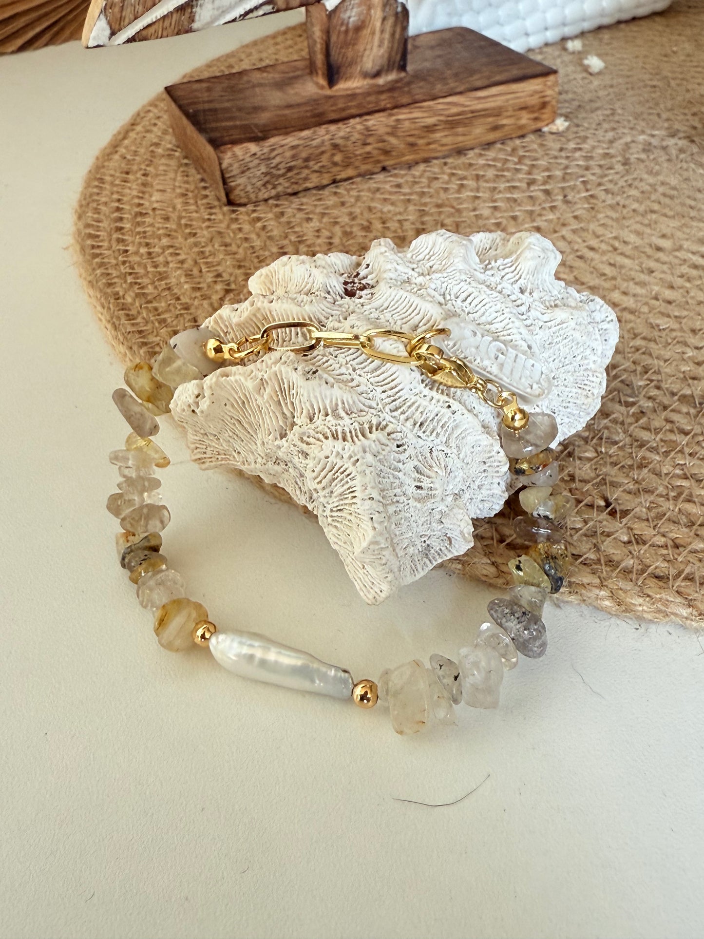 Pulsera escallas cuarzo rutilado
