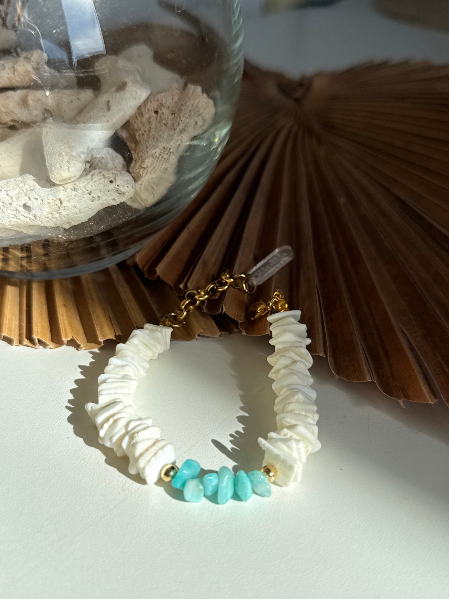 Pulsera piedra natural turquesa 🐚