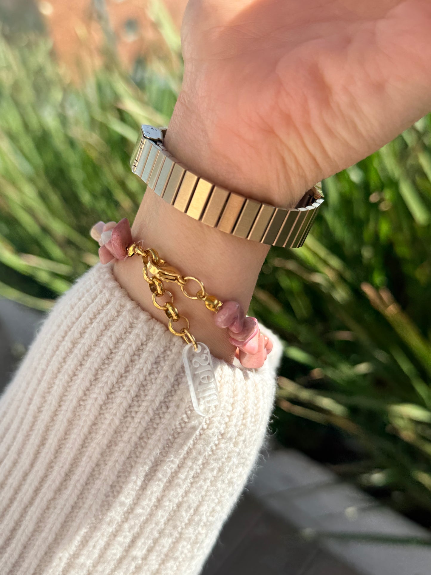 Pulsera escallas rodonita rosa - Amor y Equilibrio 🩷